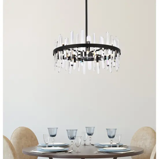 Serena 25 inch crystal round pendant in black {2}