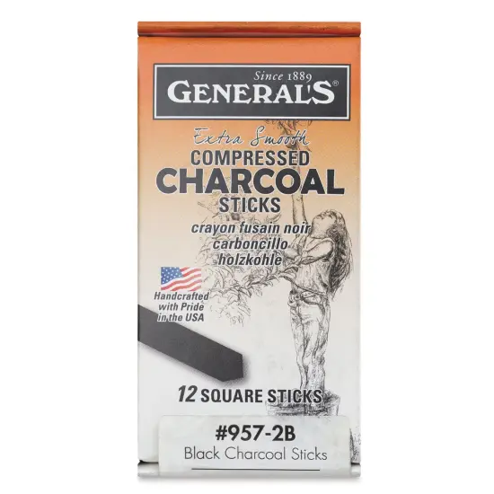 General's Compressed Charcoal - 2B, Pkg of 12 {1}