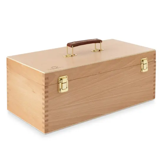 7 Elements Wooden Art Supply Storage Organizer - Large Beechwood Artist Tool Box with Drawer {2}