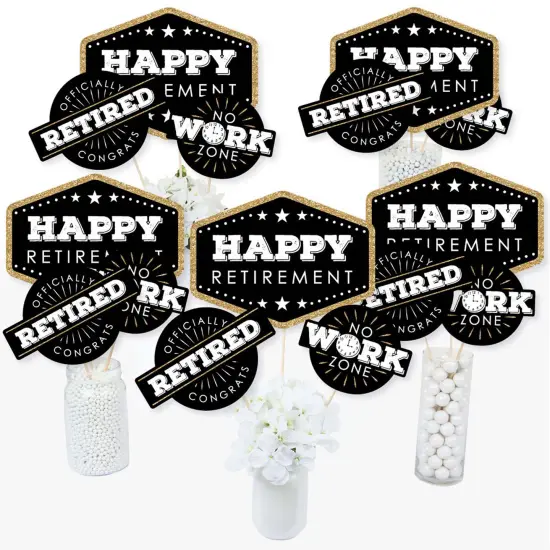 Big Dot of Happiness Happy Retirement - Retirement Party Centerpiece Sticks - Table Toppers - Set of 15 {3}