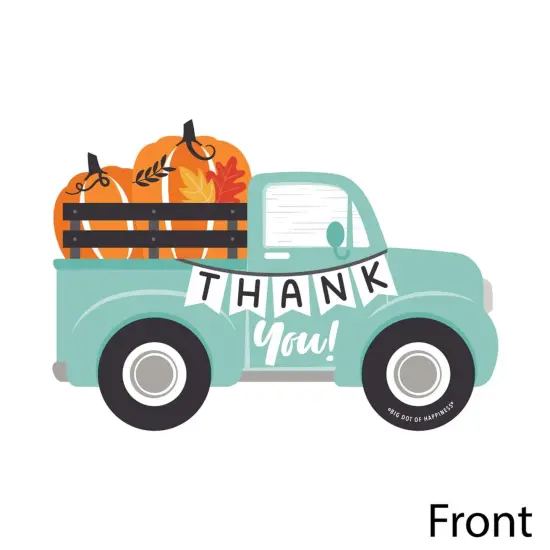 Big Dot of Happiness Happy Fall Truck - Shaped Thank You Cards - Harvest Pumpkin Party Thank You Note Cards with Envelopes - Set of 12 {4}