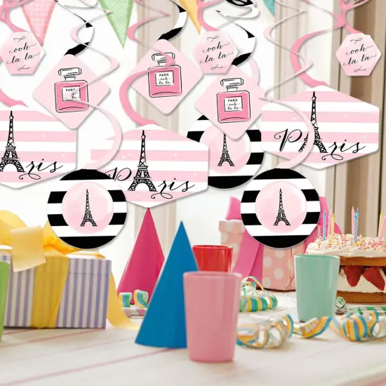 Big Dot of Happiness Paris, Ooh La La - Paris Themed Baby Shower or Birthday Party Hanging Decor - Party Decoration Swirls - Set of 40 {3}