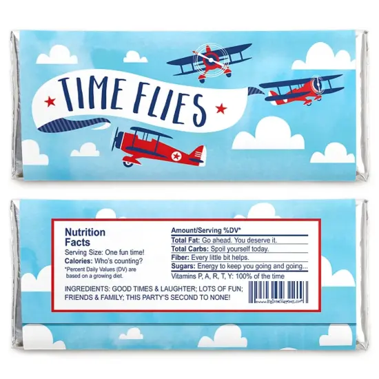 Big Dot of Happiness Taking Flight - Airplane - Candy Bar Wrapper Vintage Plane Baby Shower or Birthday Party Favors - Set of 24 {3}