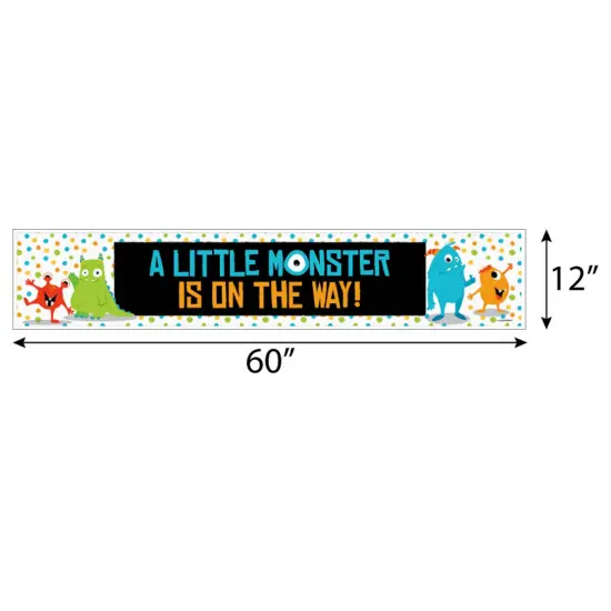 Big Dot of Happiness Monster Bash - Little Monster Baby Shower Decorations Party Banner {3}