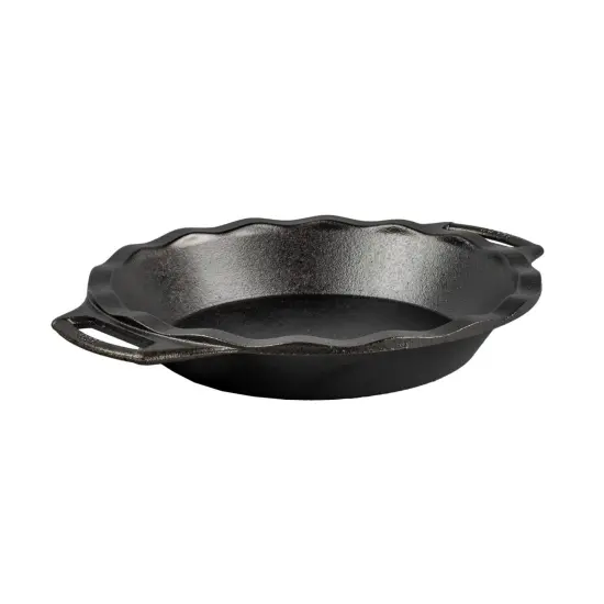 Lodge Cast Iron Crimped Pie Pan Seasoned Dual Handles 9 inch {1}