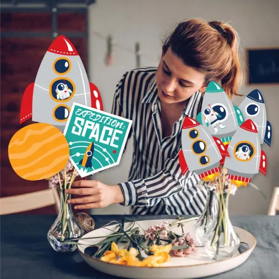 Big Dot of Happiness Blast Off to Outer Space - Rocket Ship Baby Shower or Birthday Party Centerpiece Sticks - Showstopper Table Toppers - 35 Pieces {4}