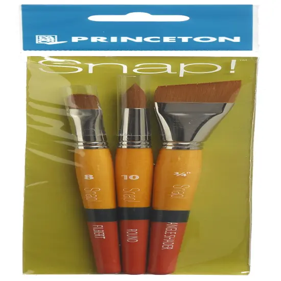 Princeton Snap! Brush Set 3/Pkg-Filbert 8, Round 10, Angle Shader 3/4" {1}