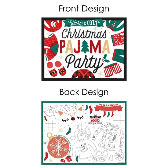 Big Dot of Happiness Christmas Pajamas - Paper Holiday Plaid PJ Party Coloring Sheets - Activity Placemats - Set of 16 {7}