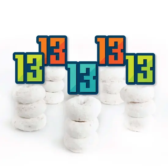 Big Dot of Happiness Boy 13th Birthday - Dessert Cupcake Toppers - Official Teenager Birthday Party Clear Treat Picks - Set of 24 {3}