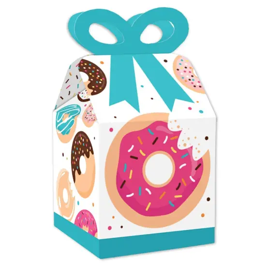 Big Dot of Happiness Donut Worry, Let's Party - Square Favor Gift Boxes - Doughnut Party Bow Boxes - Set of 12 {1}