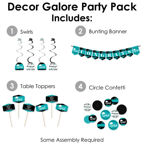 Big Dot of Happiness Teal Grad - Best is Yet to Come - Turquoise Graduation Party Supplies Decoration Kit - Decor Galore Party Pack - 51 Pieces {3}