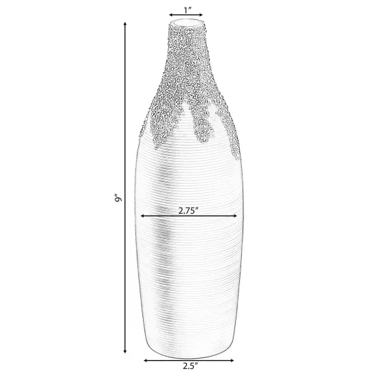 Modern Decorative Ceramic Table Vase Ripped Design Bottle Shape Flower Holder Black {4}