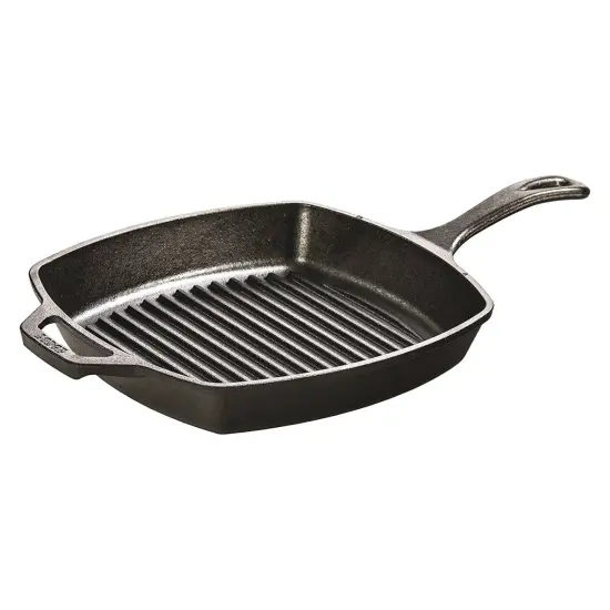 Lodge Cast Iron Square Grill Pan for Indoor/Outdoor Use, 10.5 inches {1}