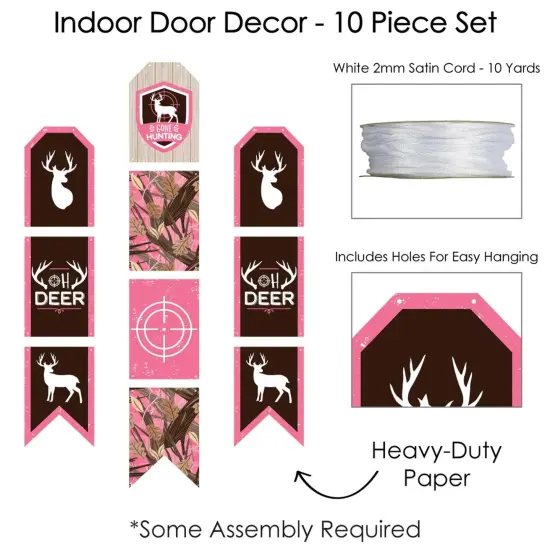 Big Dot of Happiness Pink Gone Hunting - Hanging Vertical Paper Door Banners - Girl Camo Baby Shower Birthday Party Wall Decor Kit - Indoor Door Decor {6}
