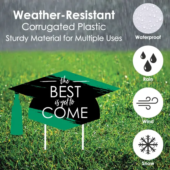 Big Dot of Happiness Green Graduation Lawn Decorations - 10 Piece {6}