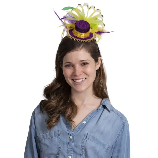 Purple Top Hat Headband - Mardi Gras Mini Hat Dress Up Hair Costume Accessories Head Band for Women and Children {2}