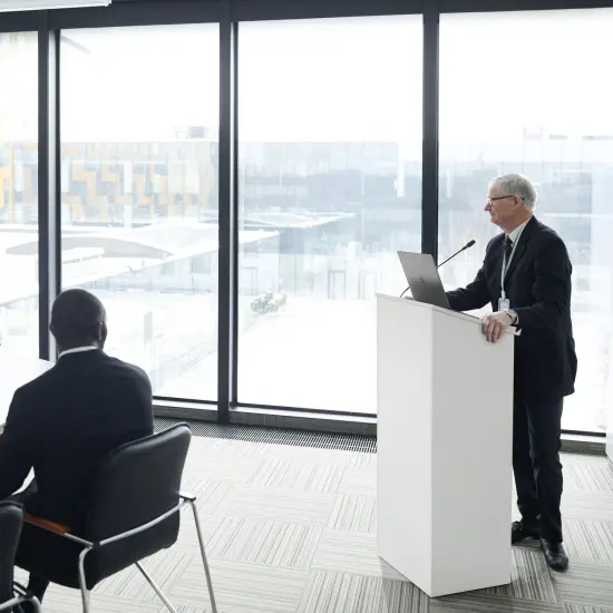 Standing Floor Podium with Storage for Church, School, Office or Home White {2}