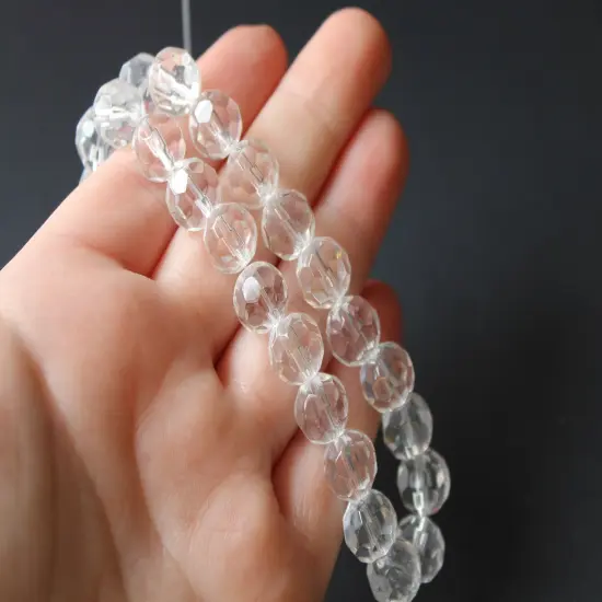 30 10mm Clear Crystal Faceted Round Beads Crystal Glass Beads Full Strand {2}