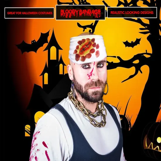 Big Mo's Toys Bloody Wound Gauze Bandage Halloween Zombie Costume Accessories White {3}