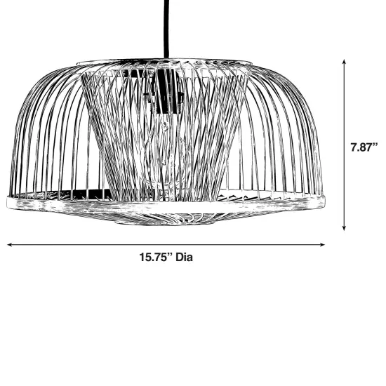 Modern Oval Bamboo Wicker Rattan Hanging Light Shade for Living Room, Dining Room, Entryway {4}