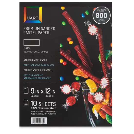 UArt Sanded Pastel Paper Pad - 800 Grit, 9" x 12", 10 Sheets, Dark {1}