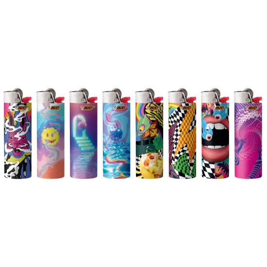 BIC Maxi Pocket Lighter, Special Edition Prismatic Collection, Assorted Unique Lighter Designs, 50 Count Tray of Lighters {3}