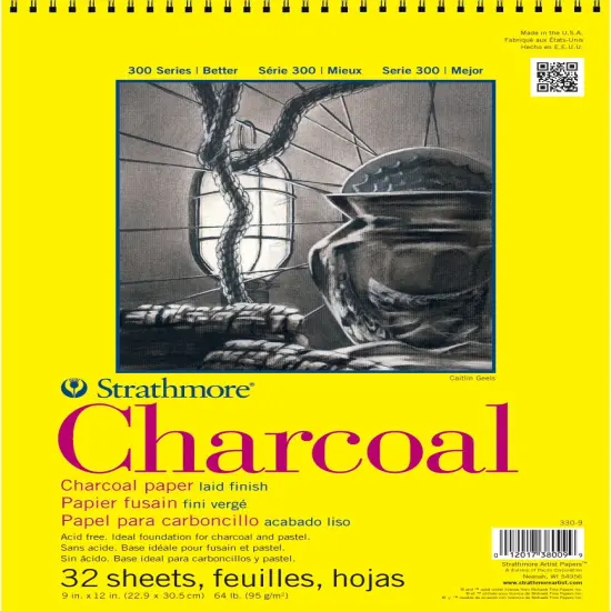 Multipack of 4 - Strathmore Charcoal Spiral Paper Pad 9"X12"-32 Sheets {2}