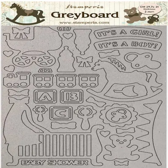 Stamperia Greyboard Cut-Outs A4 2mm Thick-Baby, Sleeping Beauty {1}