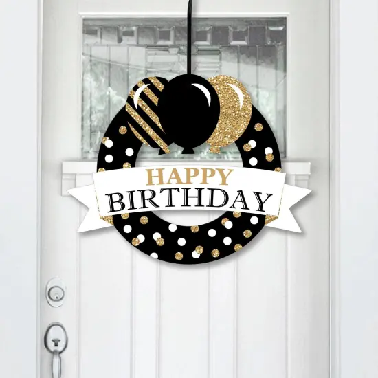 Big Dot of Happiness Adult Happy Birthday - Gold - Outdoor Birthday Party Decor - Front Door Wreath {1}