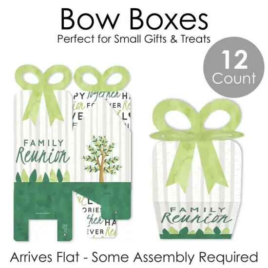 Big Dot of Happiness Family Tree Reunion - Square Favor Gift Boxes - Family Gathering Party Bow Boxes - Set of 12 {7}