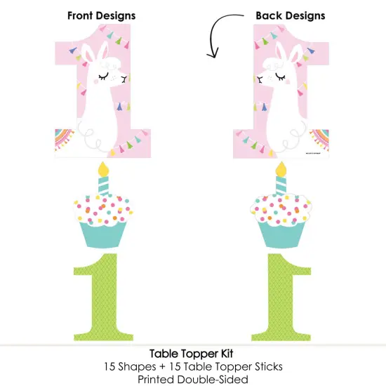 Big Dot of Happiness 1st Birthday Whole Llama Fun - Llama Fiesta First Birthday Party Centerpiece Sticks - Table Toppers - Set of 15 {6}