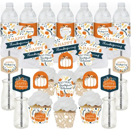 Big Dot of Happiness Happy Thanksgiving - Fall Harvest Party Favors and Cupcake Kit - Fabulous Favor Party Pack - 100 Pieces {1}