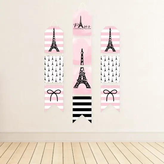 Big Dot of Happiness Paris, Ooh La La - Hanging Vertical Paper Door Banners - Paris Themed Baby Shower or Birthday Party Wall Kit - Indoor Door Decor {4}