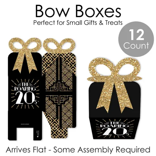 Big Dot of Happiness Roaring 20's - Square Favor Gift Boxes - 1920s Art Deco Jazz Party Bow Boxes - Set of 12 {7}