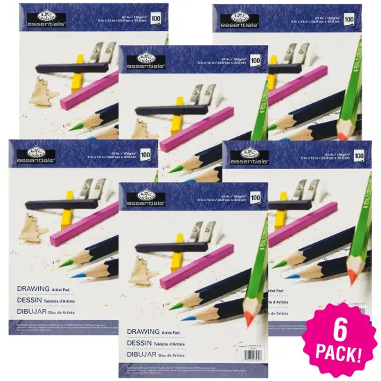 Multipack of 6 - essentials(TM) Drawing Artist Paper Pad 9"X12"-100 Sheets {1}