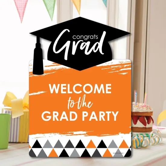 Big Dot of Happiness Orange Graduation Party Decorations - Grad Party Welcome Yard Sign {7}