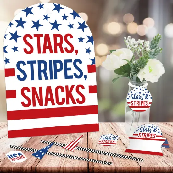 Big Dot of Happiness Stars & Stripes - DIY Patriotic Party Signs - Snack Bar Decorations Kit - 50 Pieces {3}