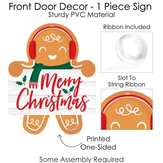 Big Dot of Happiness Gingerbread Christmas - Hanging Porch Gingerbread Man Holiday Party Outdoor Decorations - Front Door Decor - 1 Piece Sign {6}