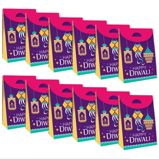 Big Dot of Happiness Happy Diwali - Festival of Lights Gift Favor Bags - Party Goodie Boxes - Set of 12 {6}