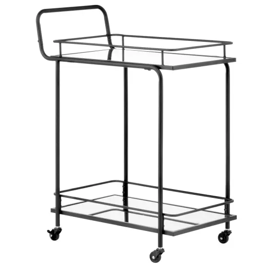 mDesign Metal Rolling Food and Beverage Bar Cart with Glass Shelves {5}
