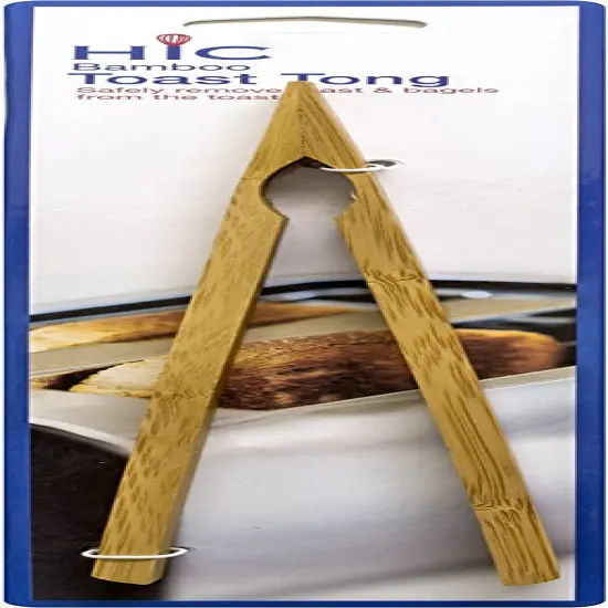 Harold Import Company HIC Natural Bamboo Toast Tongs Secure Grip 12" {3}