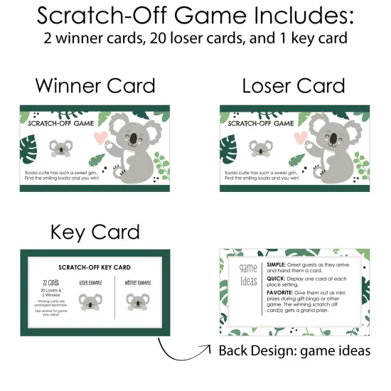 Big Dot of Happiness Koala Cutie - Bear Birthday Party and Baby Shower Game Scratch Off Cards - 22 Count {6}