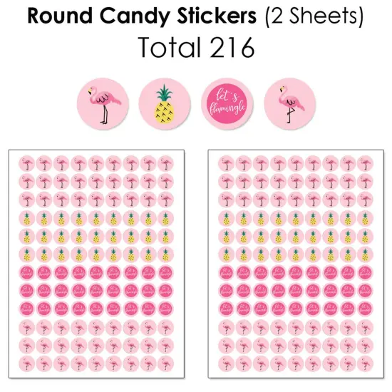 Big Dot of Happiness Pink Flamingo - Party Like a Pineapple - Tropical Summer Party Candy Favor Sticker Kit - 304 Pieces {6}