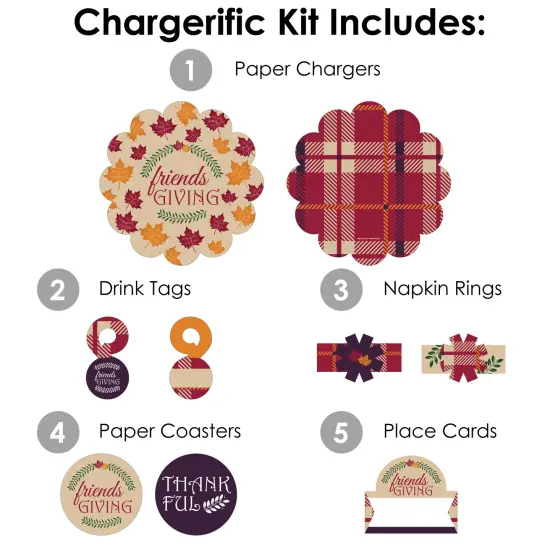 Big Dot of Happiness Friends Thanksgiving Feast - Friendsgiving Paper Charger and Table Decorations - Chargerific Kit - Place Setting for 8 {4}