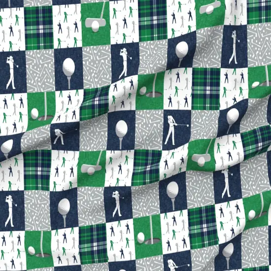 Various Fabrics by the Yard or Fat Quarter Golf Patchwork Golfing Green Navy Gray Plaid Custom Printed Fabric by Spoonflower {6}
