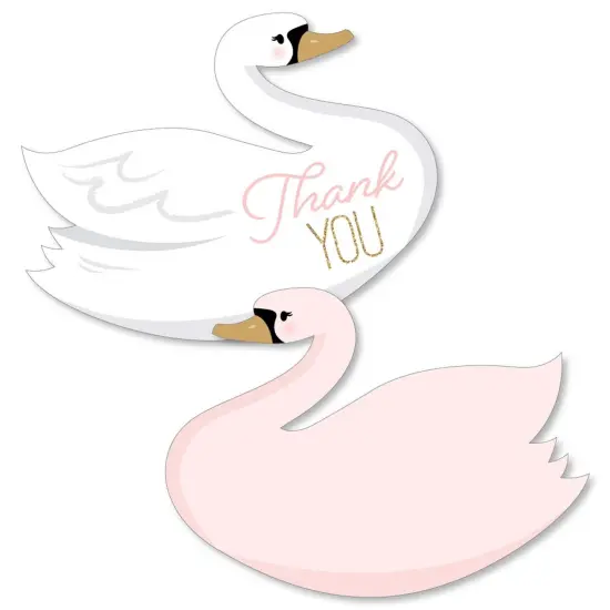 Big Dot of Happiness Swan Soiree - Shaped Thank You Cards - White Swan Baby Shower or Birthday Party Thank You Note Cards with Envelopes - Set of 12 {1}