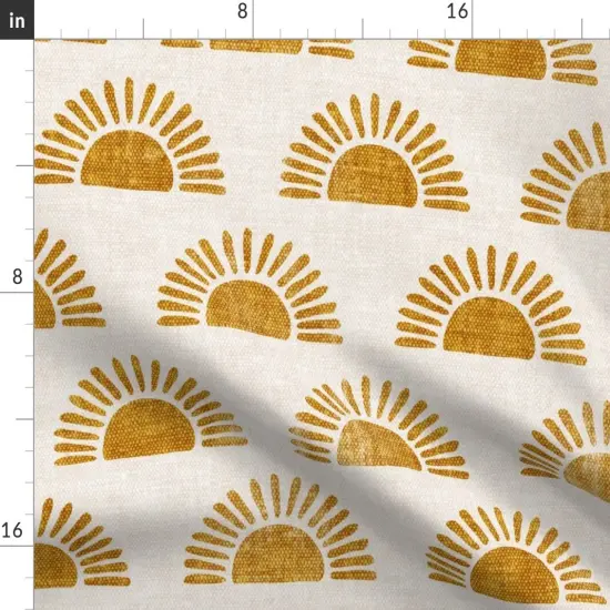 Various Fabrics by the Yard or Fat Quarter Boho Block Print Sun Sunshine In Golden Orange Custom Printed Fabric by Spoonflower {2}
