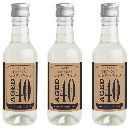 Big Dot of Happiness 40th Milestone Birthday - Mini Wine and Champagne Bottle Label Stickers - Birthday Party Favor Gift for Women and Men - Set of 16 {1}