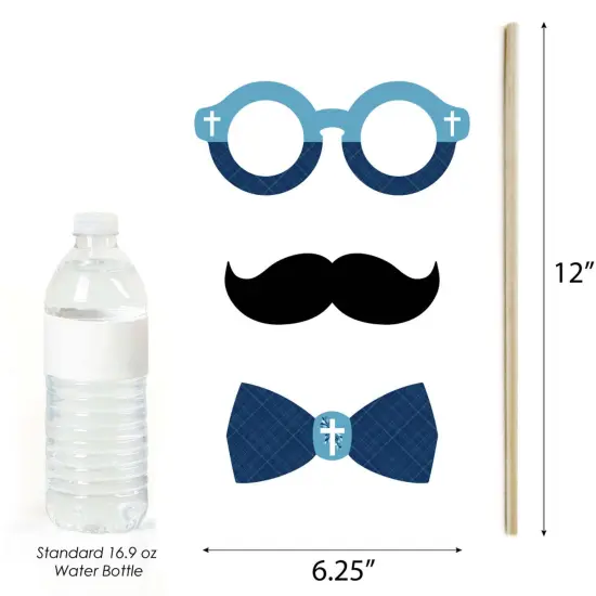 Big Dot of Happiness Blue Elegant Cross - Boy Religious Party Photo Booth Props Kit - 20 Count {6}