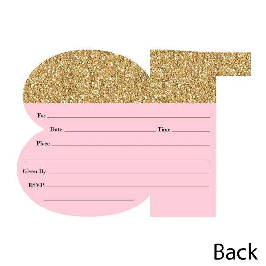 Big Dot of Happiness Chic 13th Birthday - Pink, Black and Gold - Shaped Fill-in Invites - Birthday Party Invitation Cards with Envelopes - Set of 12 {6}